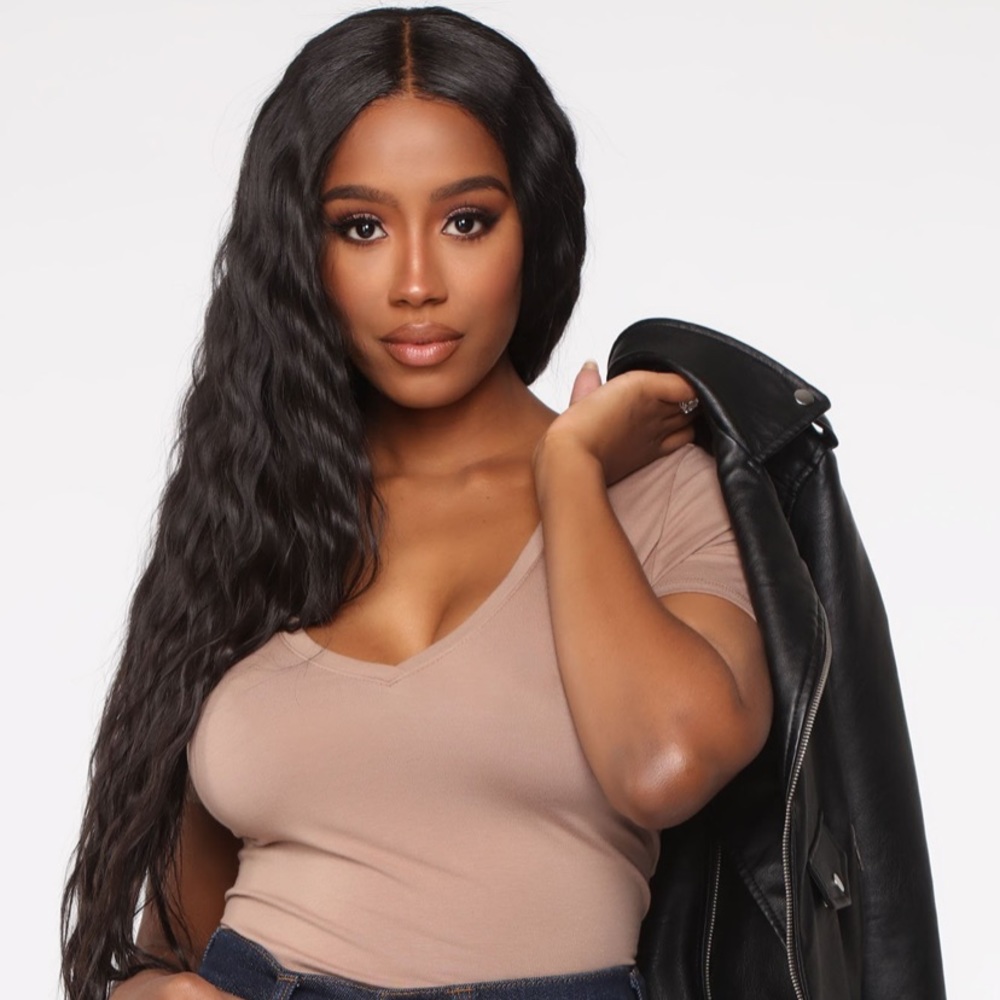 V neck taupe crop top